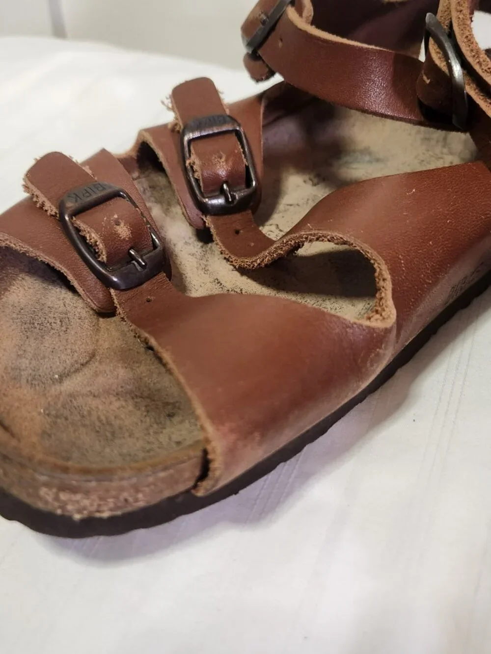 Discontinued Vintage Birkenstock Leather Gladiator Ankle Wrap Sandals Brown EU37